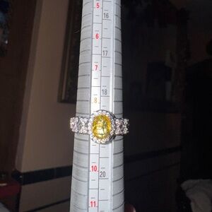 Elegant Yellow Gemstone Silver Ring